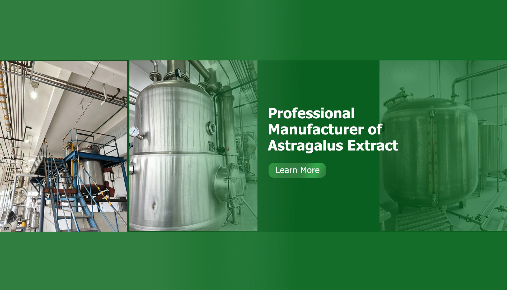 King-tiger workshop with stainless-steel equipment for cycloastragenol & astragaloside IV production